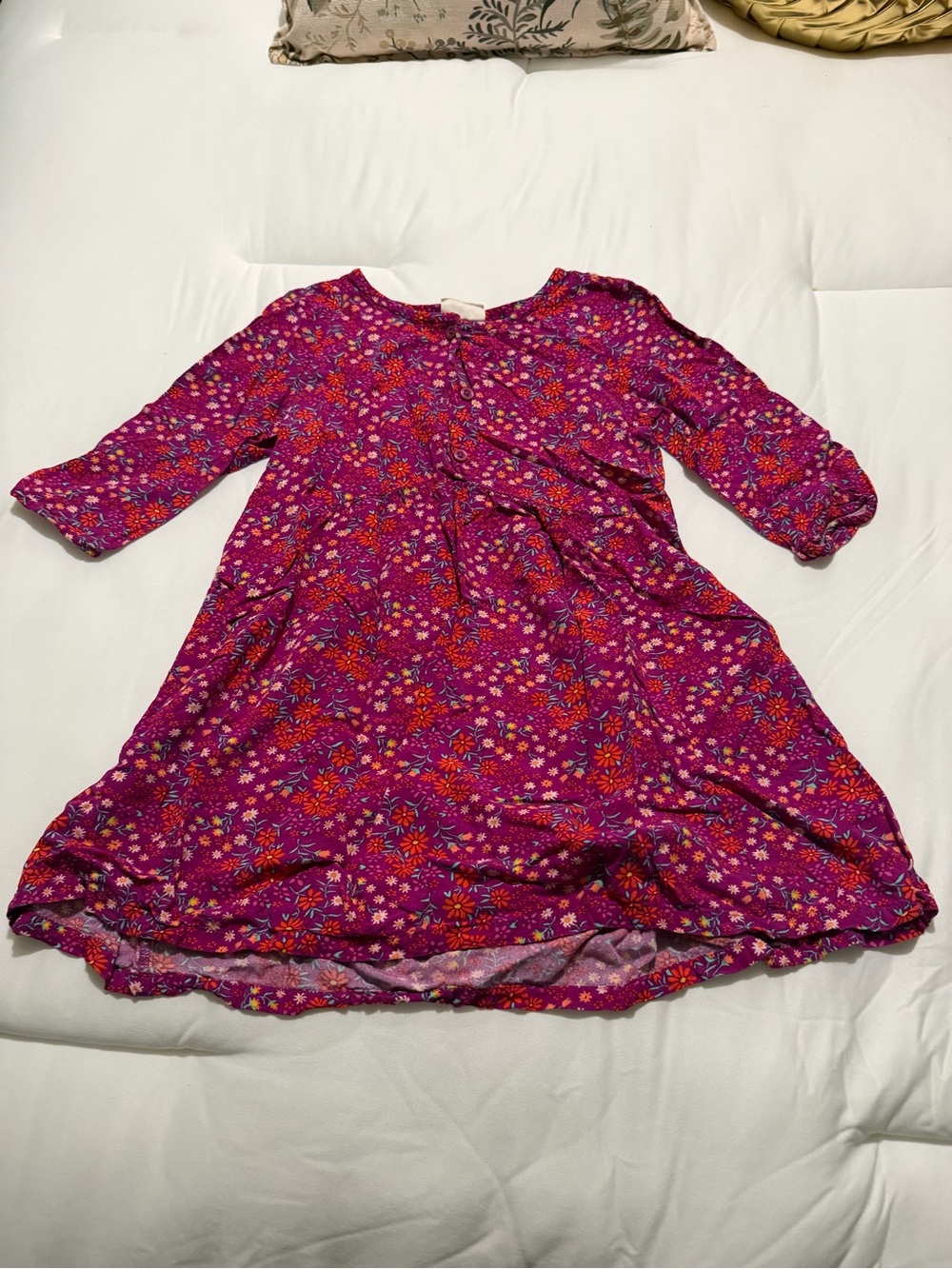 Crazy 8 Magenta Floral Long-Sleeve Dress
